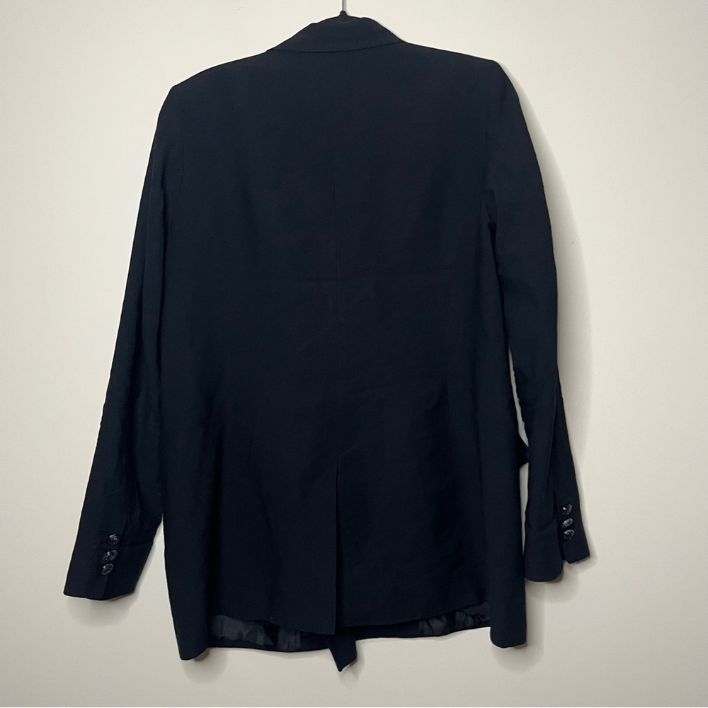 KARL LAGERFELD Zip Pocket Dark Academia Preppy Double Breasted Longlined Blazer - Picture 12 of 12